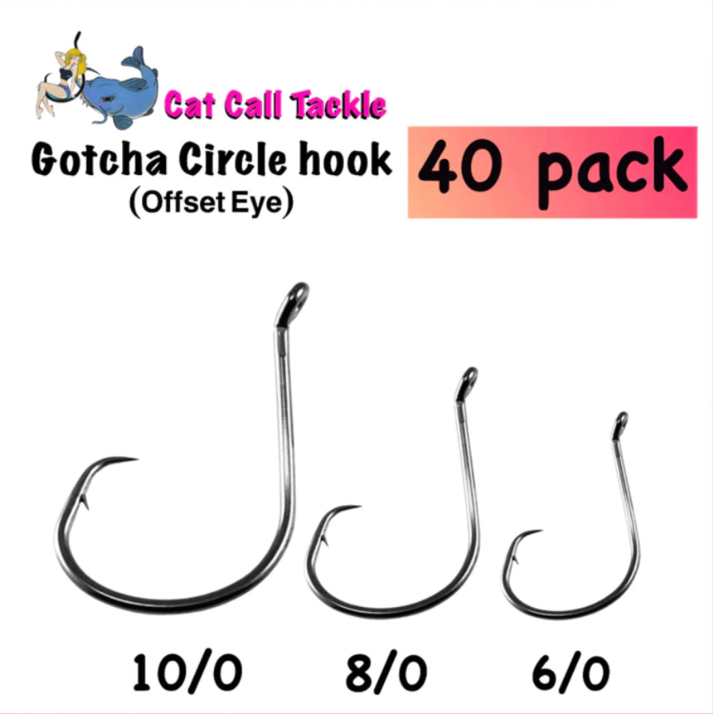 Cat Call Gotcha Circle hook (offset eye) 40 pack – Cat Call Tackle